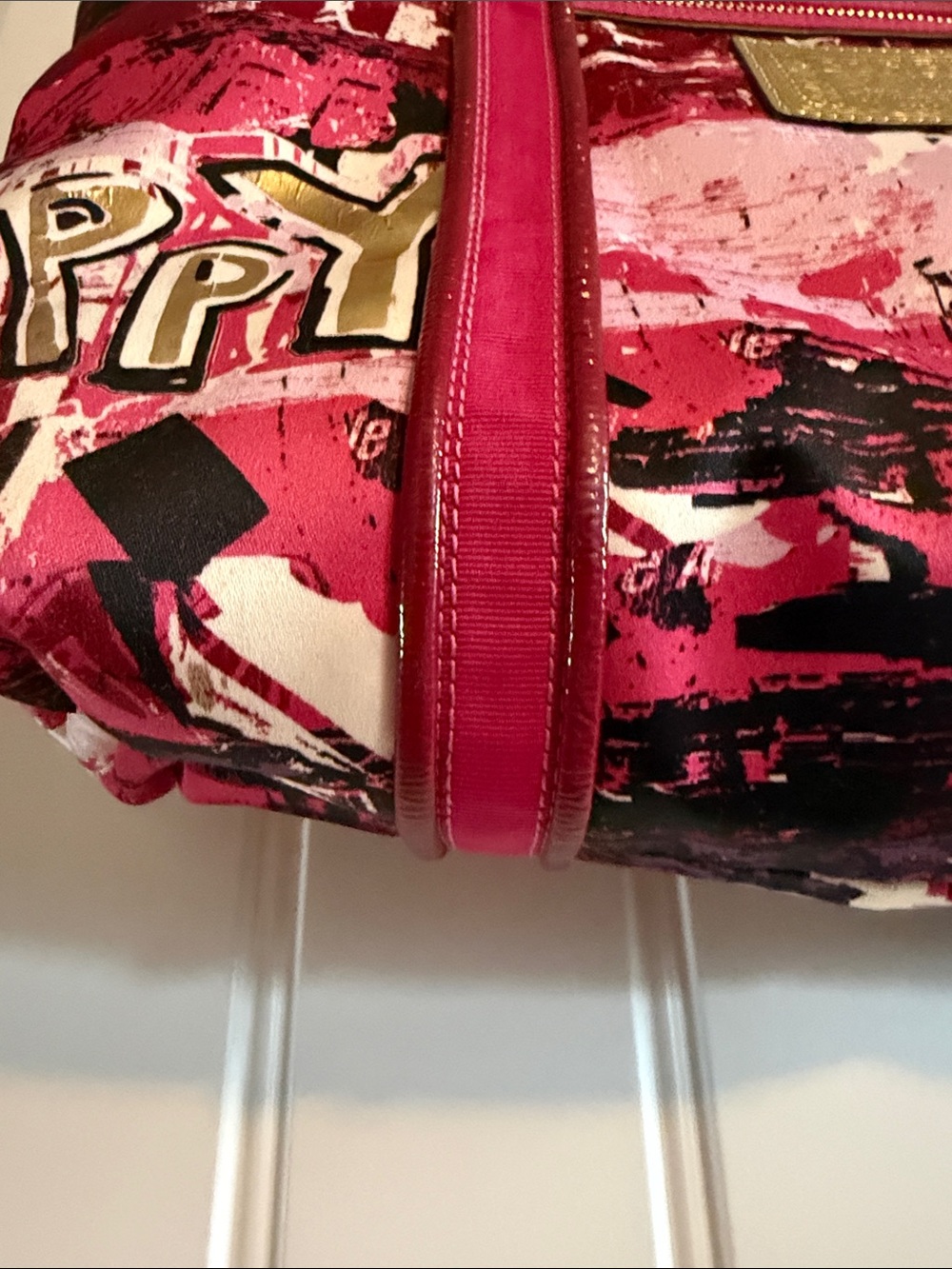 Coach Poppy Pink and Fuchsia Graffiti Canvas Tote with Gold Hardware - Picture 6 of 9